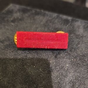 Source Unknown Men’s Red Ribbon Tie Bar with Gold Accents